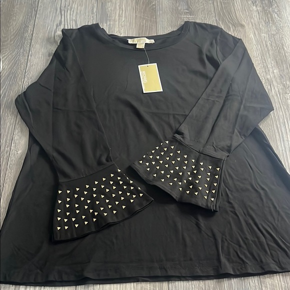 MICHAEL Michael Kors Black Embellished Cuffed Sleeve Blouse - Picture 1 of 7